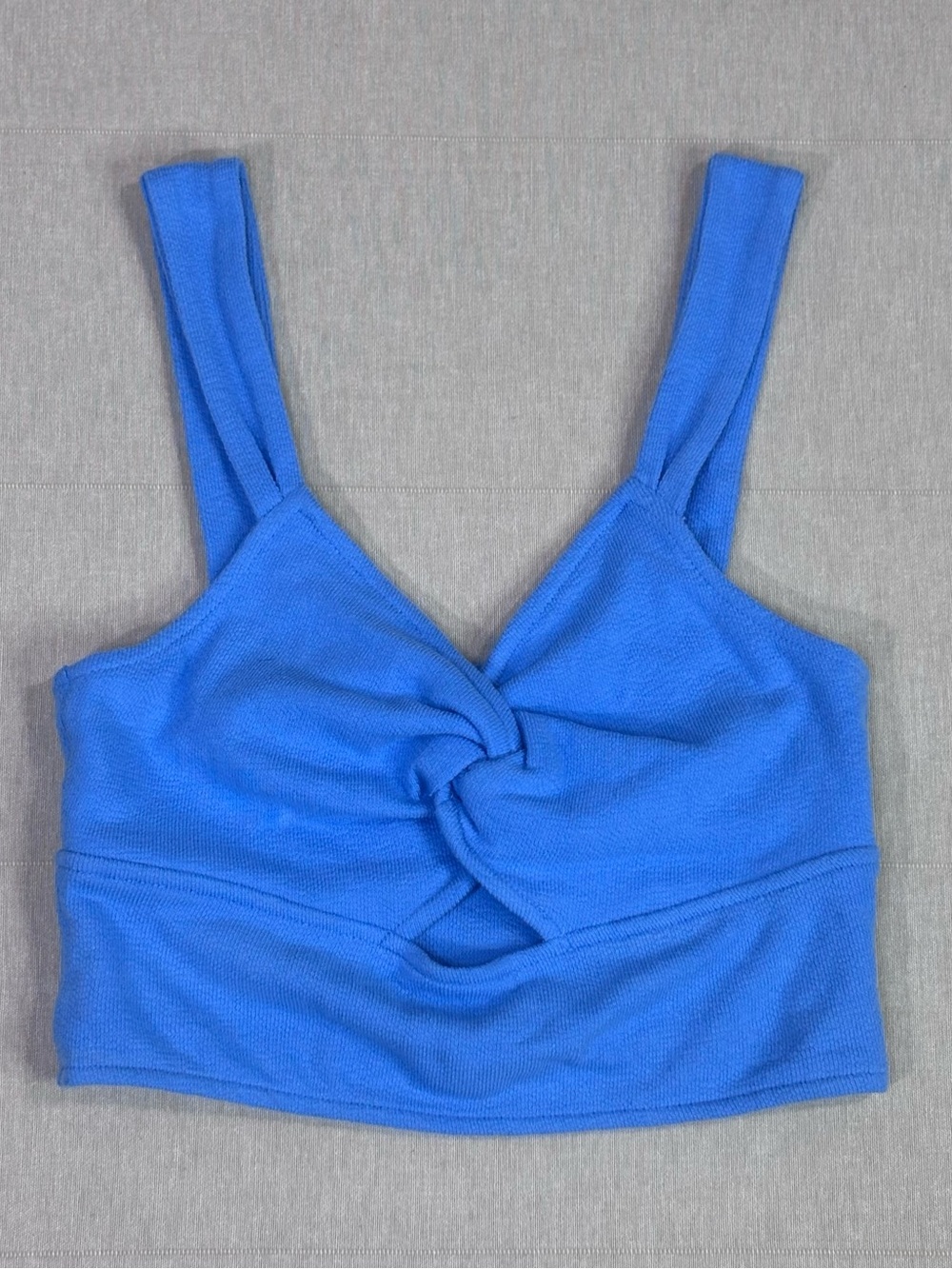 Madewell Blue Twist Front Cropped Tank Top Textured Cotton Bralette Medium